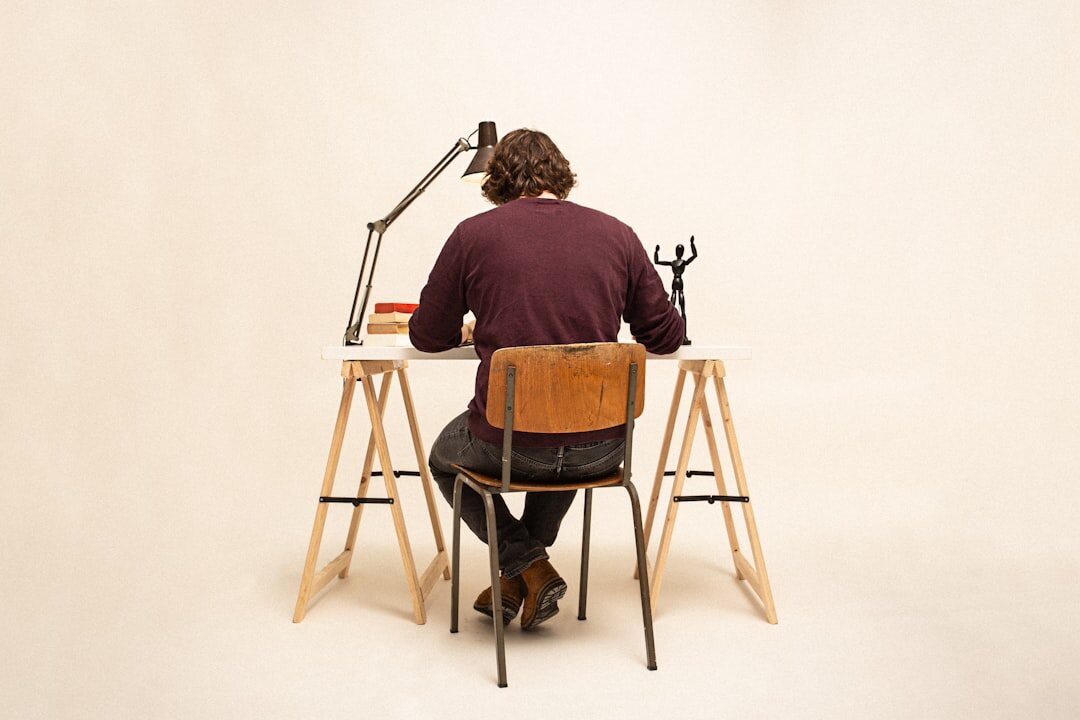 mystery writer at desk