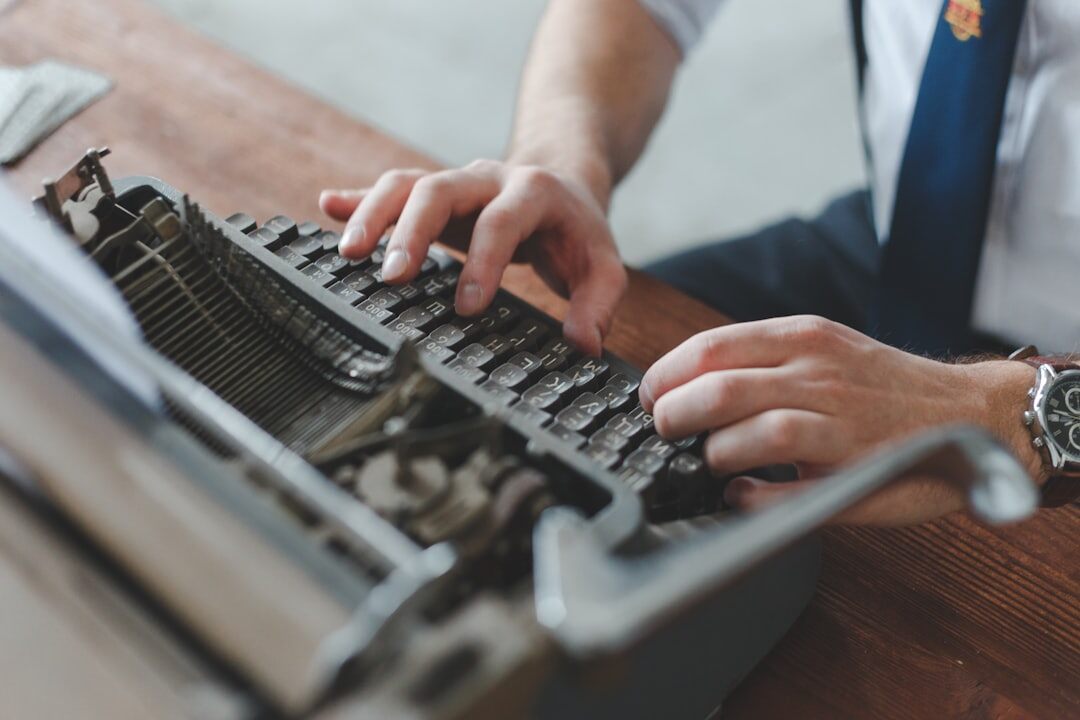 mystery writer typing